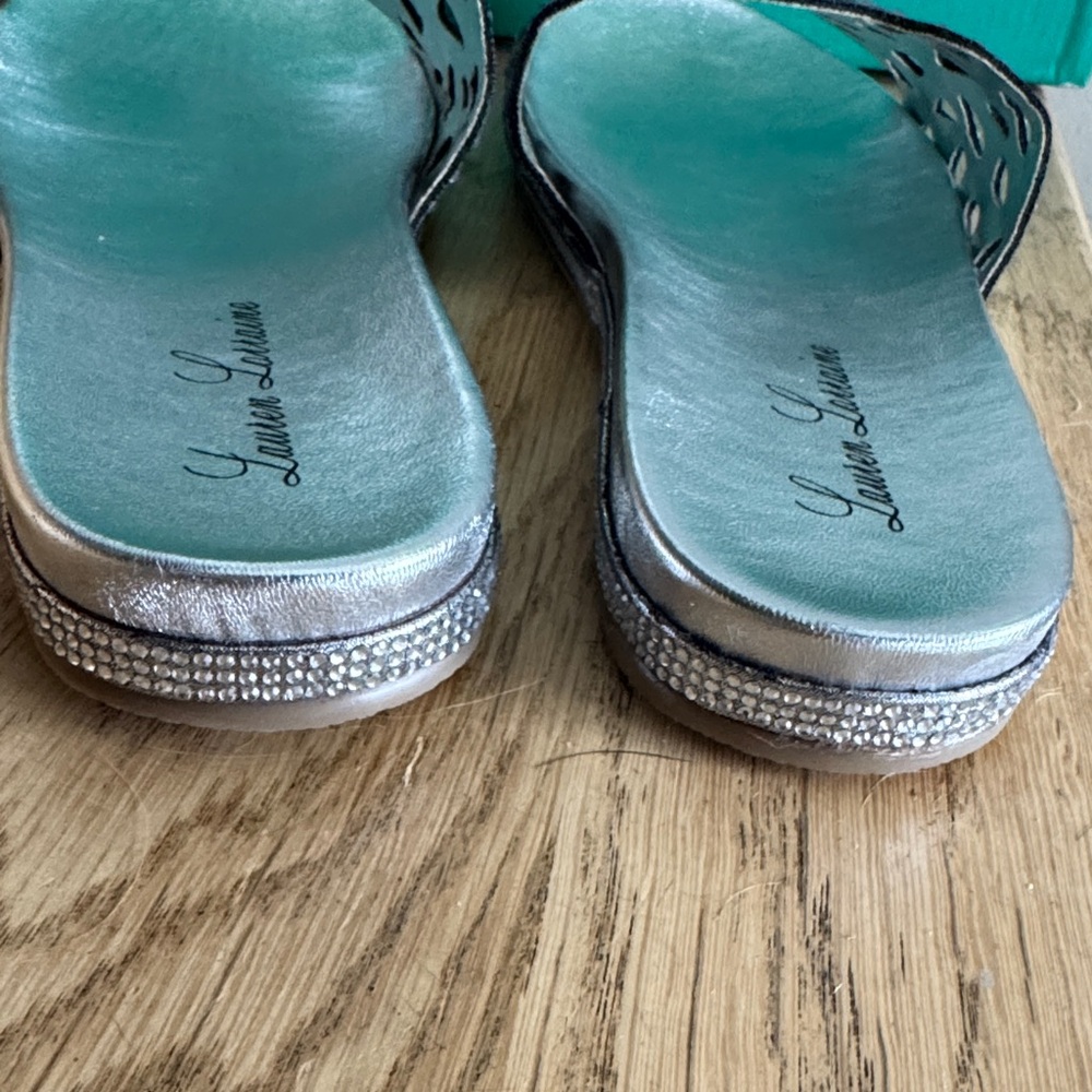 Lauren Lorraine Metallic Silver Mules - Picture 8 of 8